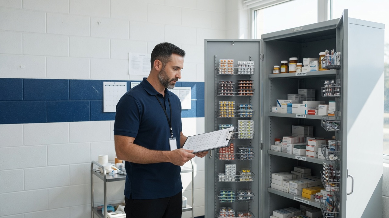 Athletic training room medication cabinet