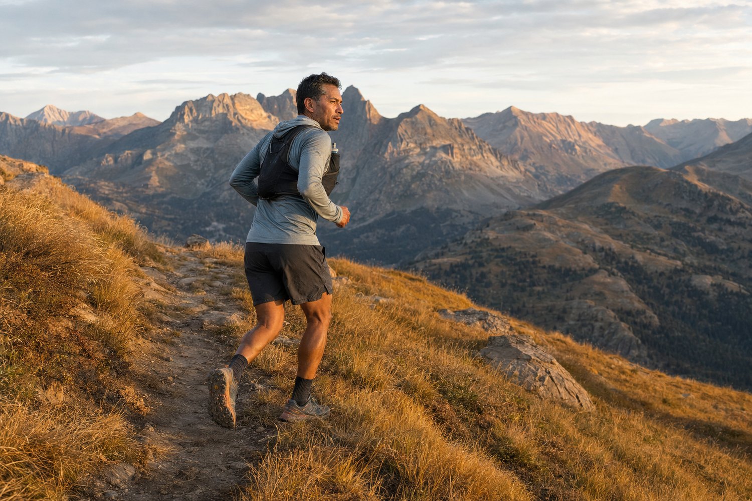 Trail runner on a mountain path