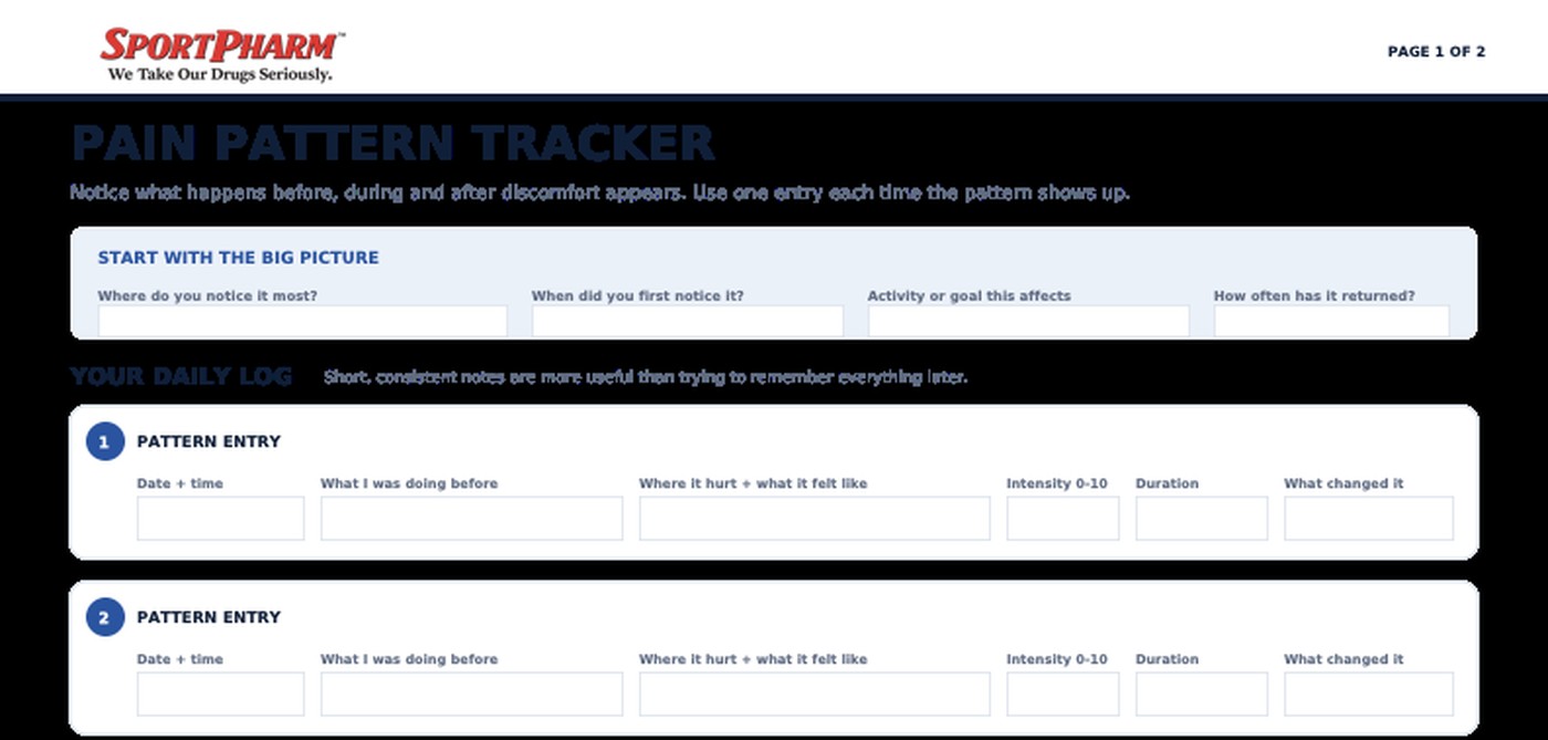 Pain Pattern Tracker — page one